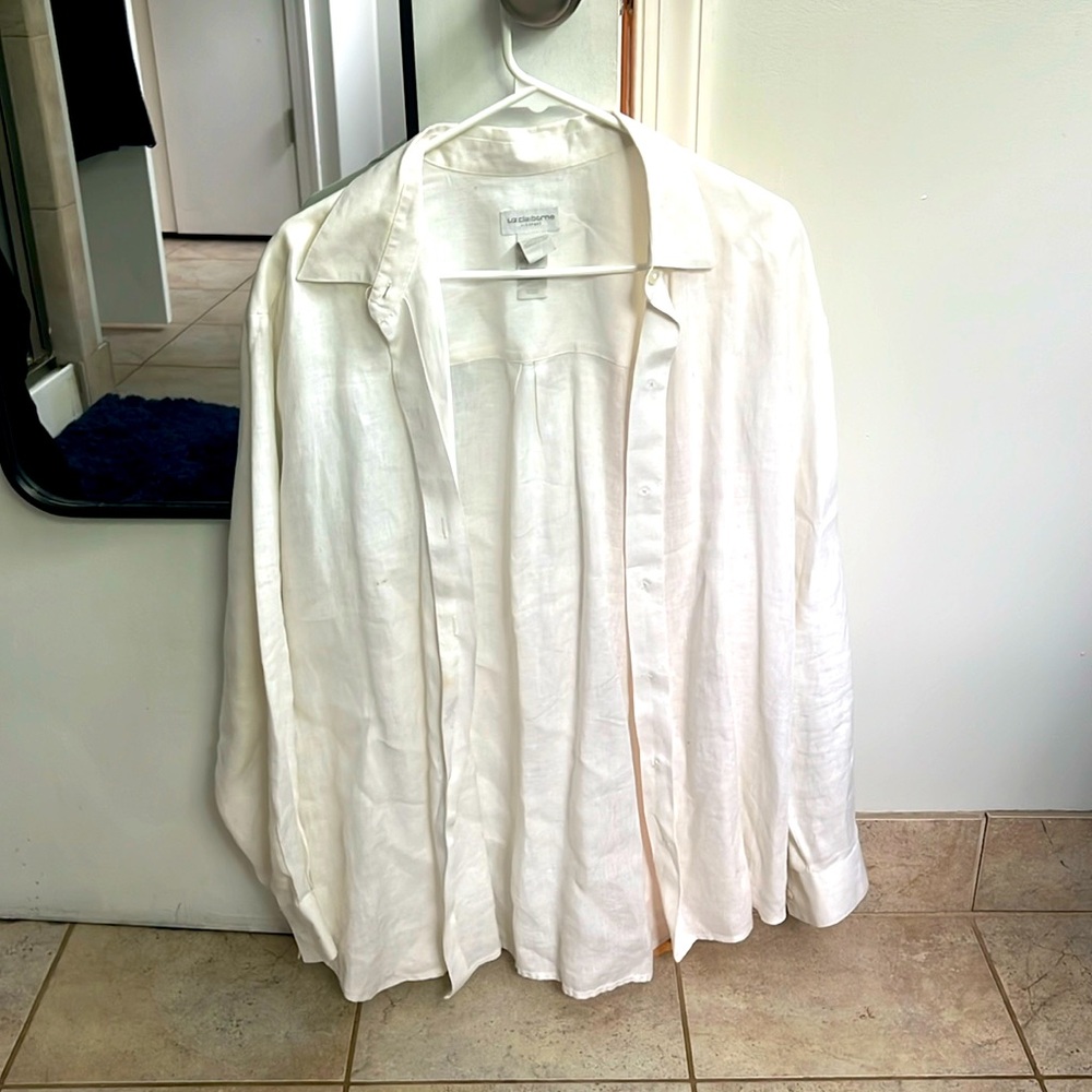 White Liz Claiborne linen shirt